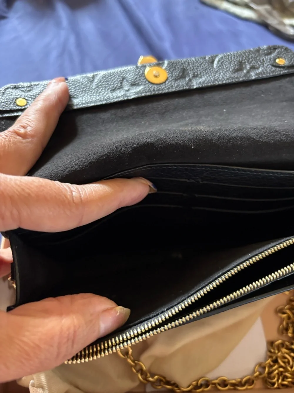 Louis Vuitton Black Monogram Leather Crossbody with Gold Hardware